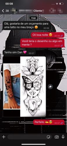 Cliente de Orçamento de tatuagem com DAN